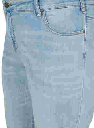 Korkeavyötäröiset 7/8-pituiset farkut käännetyillä lahkeilla, Light blue denim, Packshot image number 2