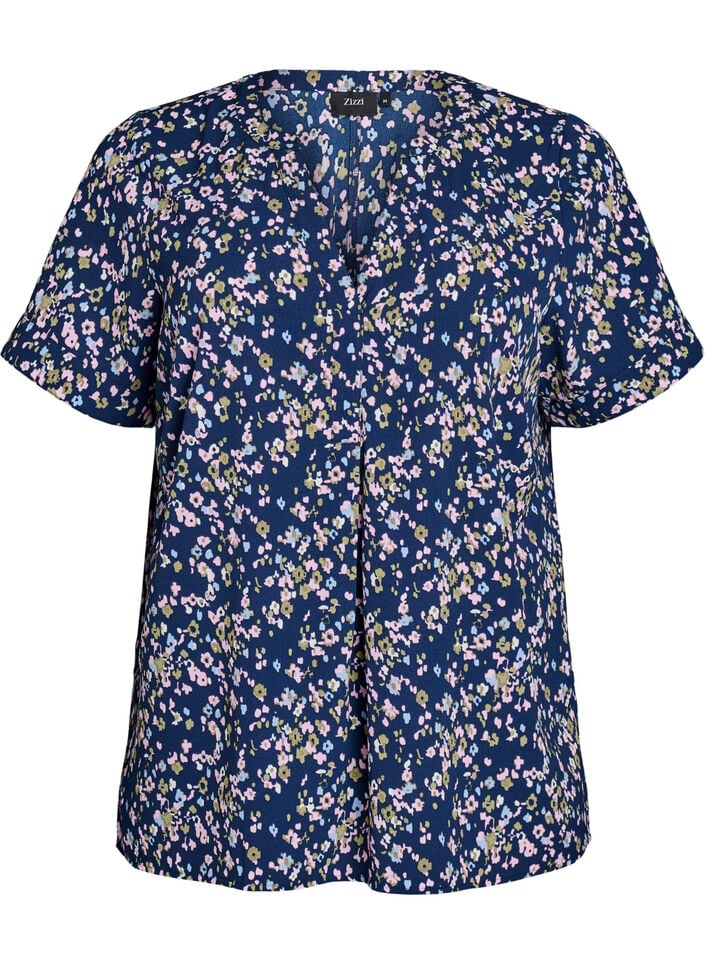 Lyhythihainen pusero v-pääntiellä, Vaaleanpunainen, Packshot image number 0