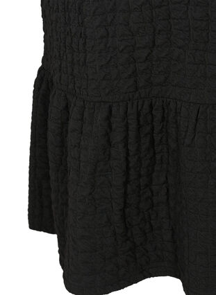 Lyhythihainen mekko tekstuurilla a-mallissa, Black, Packshot image number 3