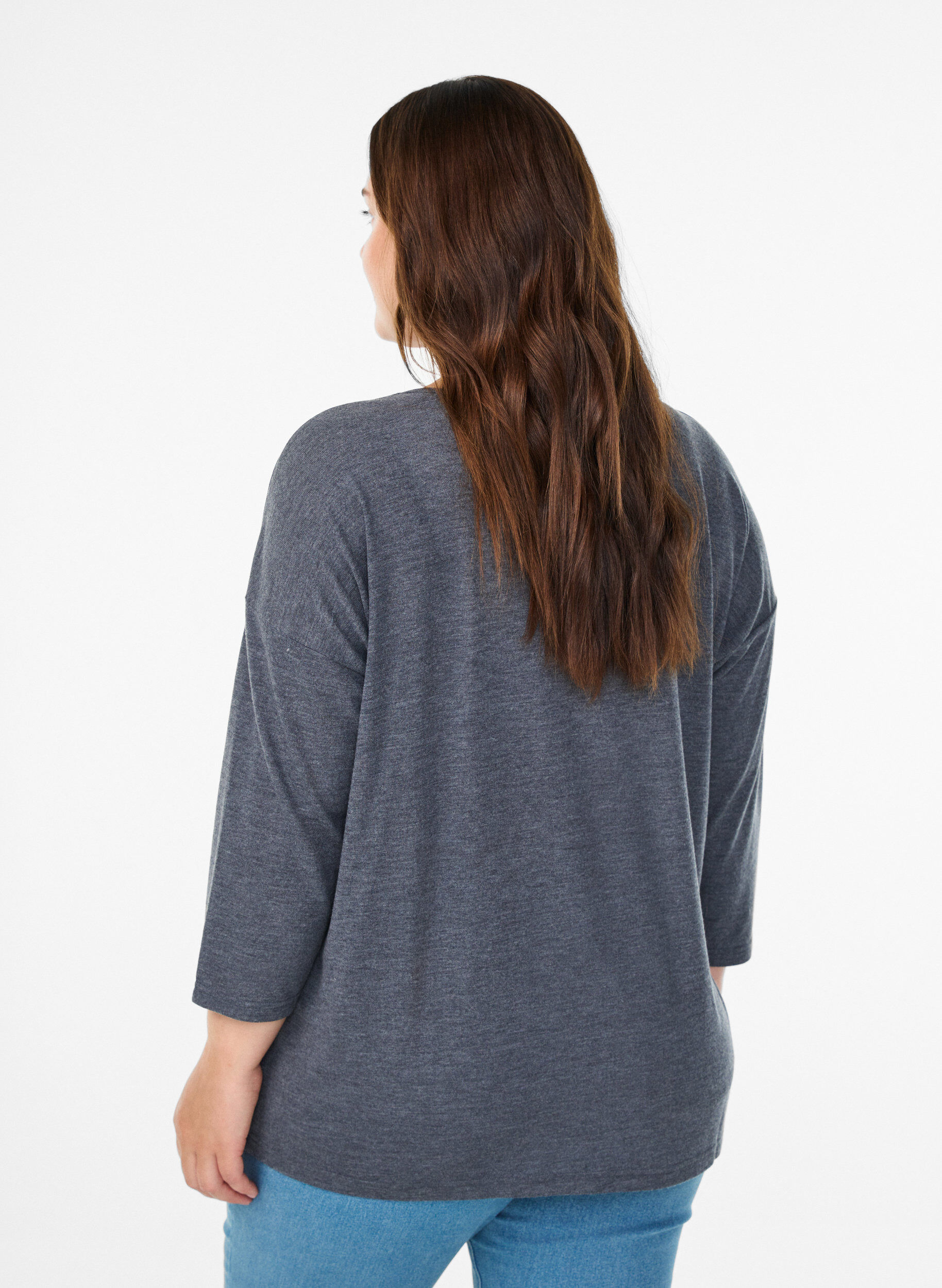 ZizziJersey -pusero 3/4-hihoilla, Harmaa, Model image number 2