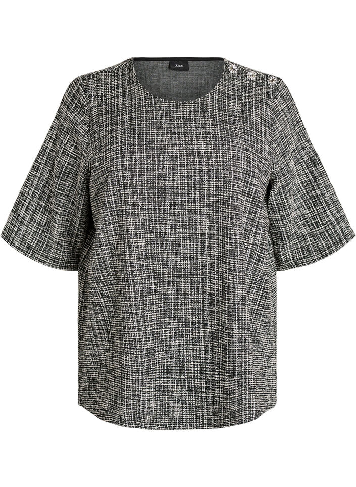 Nappiyksityiskohdilla varustettu kudottu pusero, Vanilja, Packshot image number 0