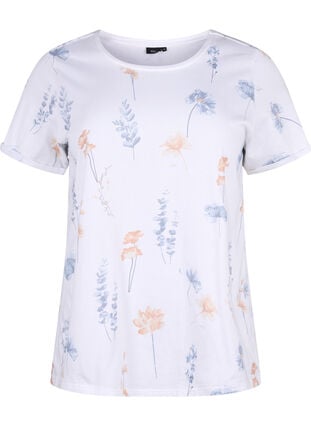 Kukkakuvioitu T-paita luomupuuvillaa, Bright W. AOP Flower, Packshot image number 0