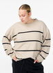 Rento raidallinen neule, Beige, Model image number 0