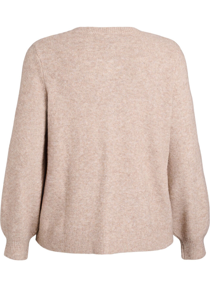 Neuletakki syd&auml;menmuotoisilla napeilla, Beige, Packshot image number 1