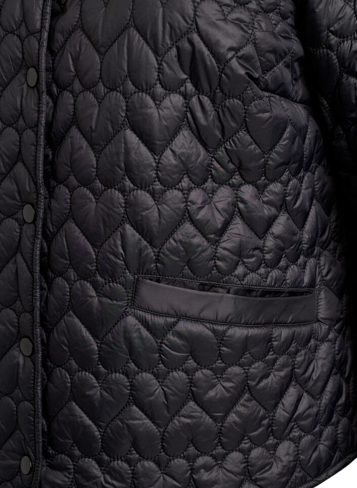 Kevyesti topattu takki koristeellisilla tikkauksilla, Musta, Packshot image number 3