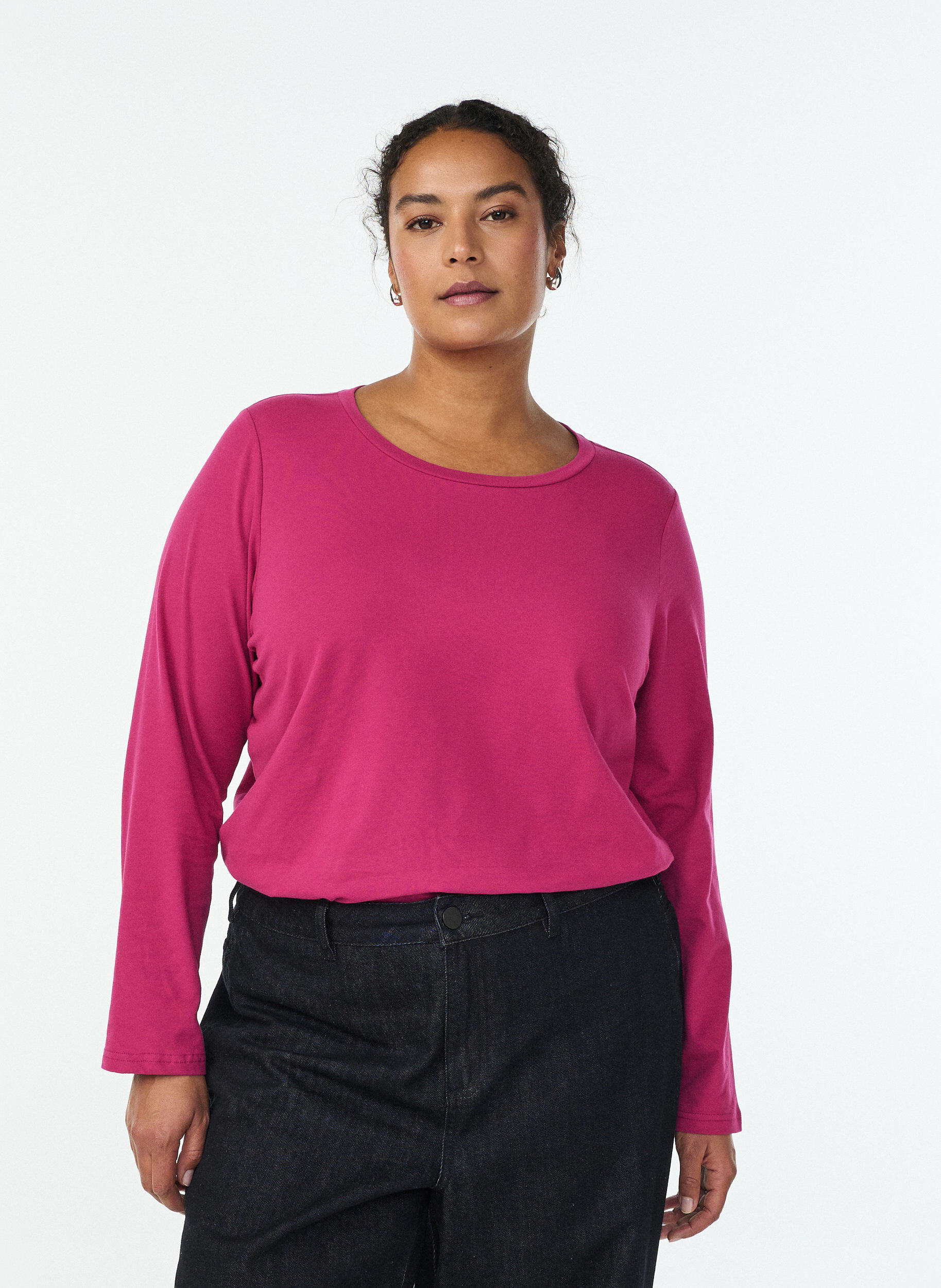 ZizziPerus jersey -paita pitkill&auml; hihoilla, Vaaleanpunainen, Model image number 0