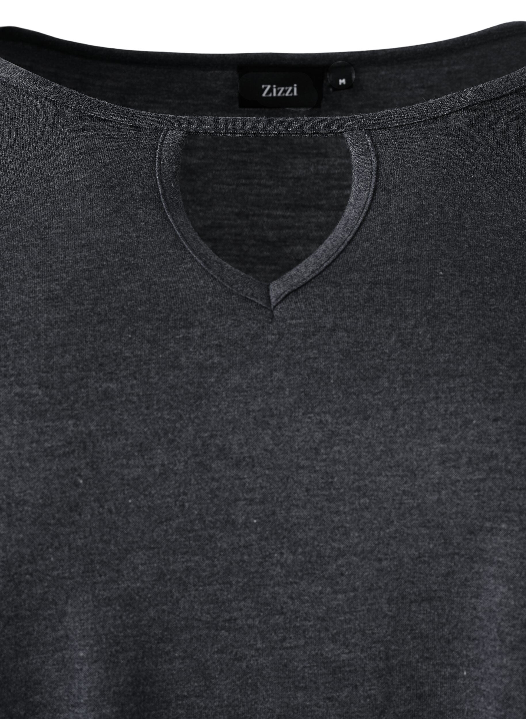 Zizzi Pitk&auml;hihainen meleerattu pusero, Black Mel. , Packshot image number 3