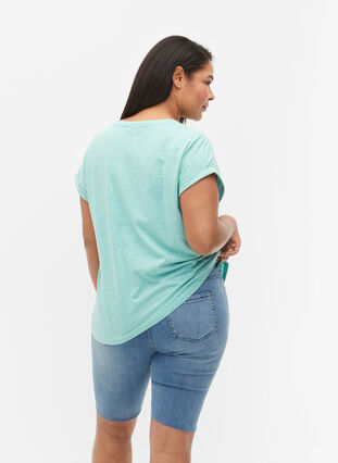 Meleerattu t-paita lyhyillä hihoilla, Turquoise Mél, Model image number 1