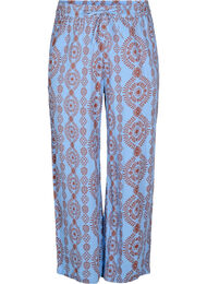 Rento housut kuvioidusta puuvillamusliinista, Sininen