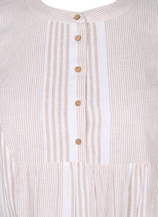 Lyhythihainen tunika napeilla, White Taupe Stripe, Packshot image number 2