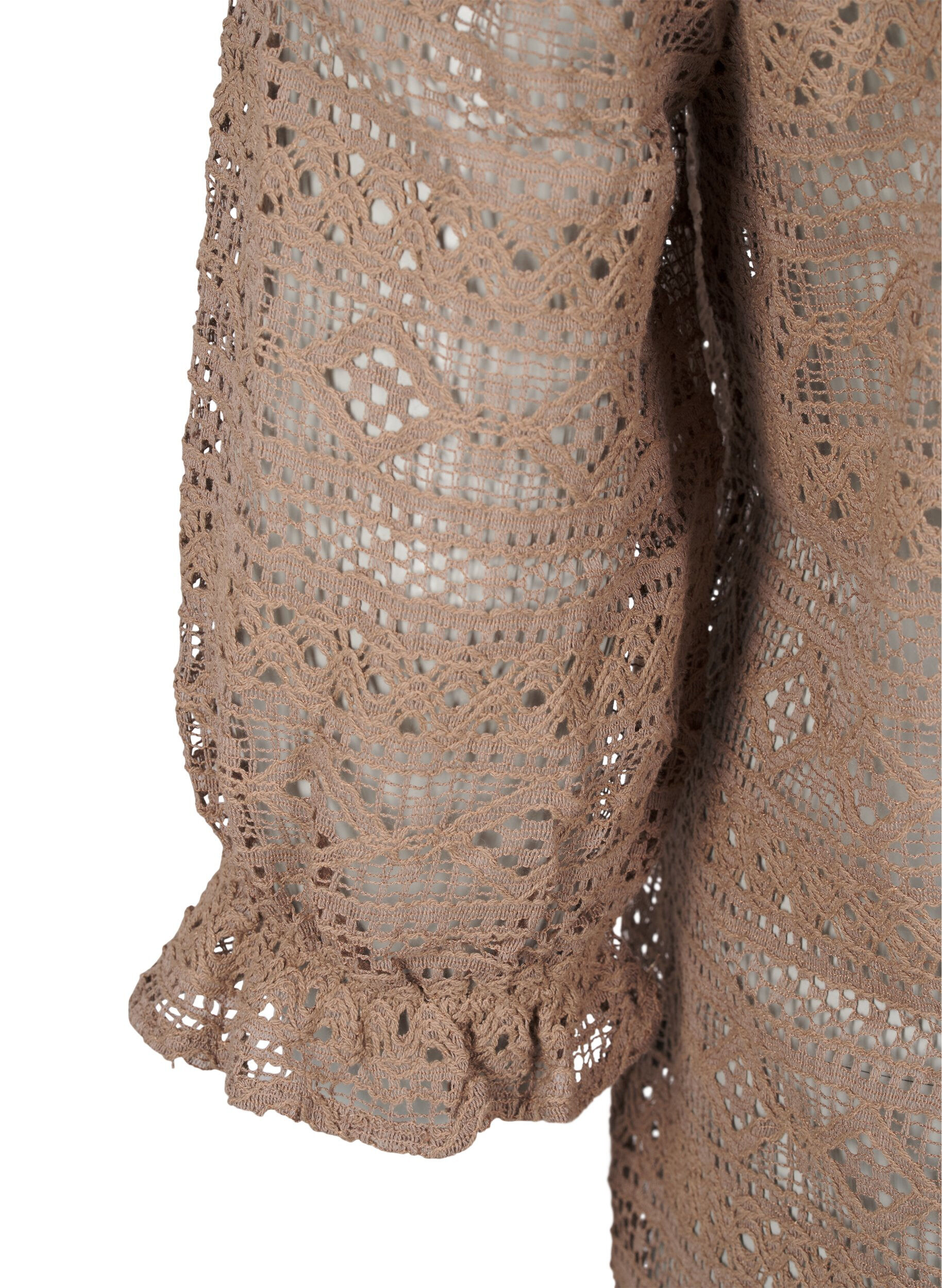 Zizzi Pusero, jossa reik&auml;kuviointi ja 3/4-hihat, Ruskea, Packshot image number 3