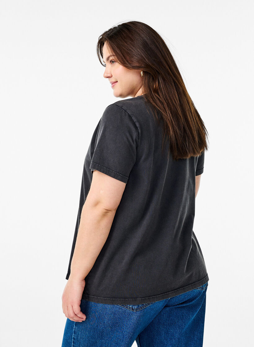 T-paita luomupuuvillasta, jossa on siisti printti, Harmaa, Model image number 2