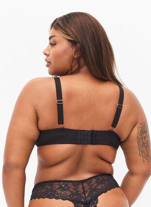 Kuvioidut rintaliivit mesh-kankaalla ja nauhalla, Black, Model image number 1