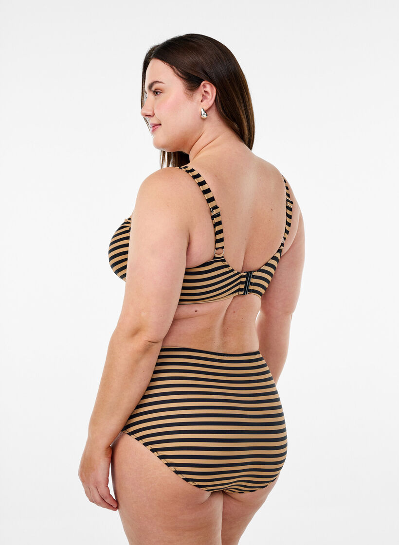 Kaarituelliset bikiniyl&auml;osa kuosilla, Ruskea, Model image number 2