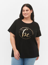 T-paita ekologisesta puuvillasta T-paita ekologisesta puuvillasta painatuksella , Black W. Be G. Foil, Model