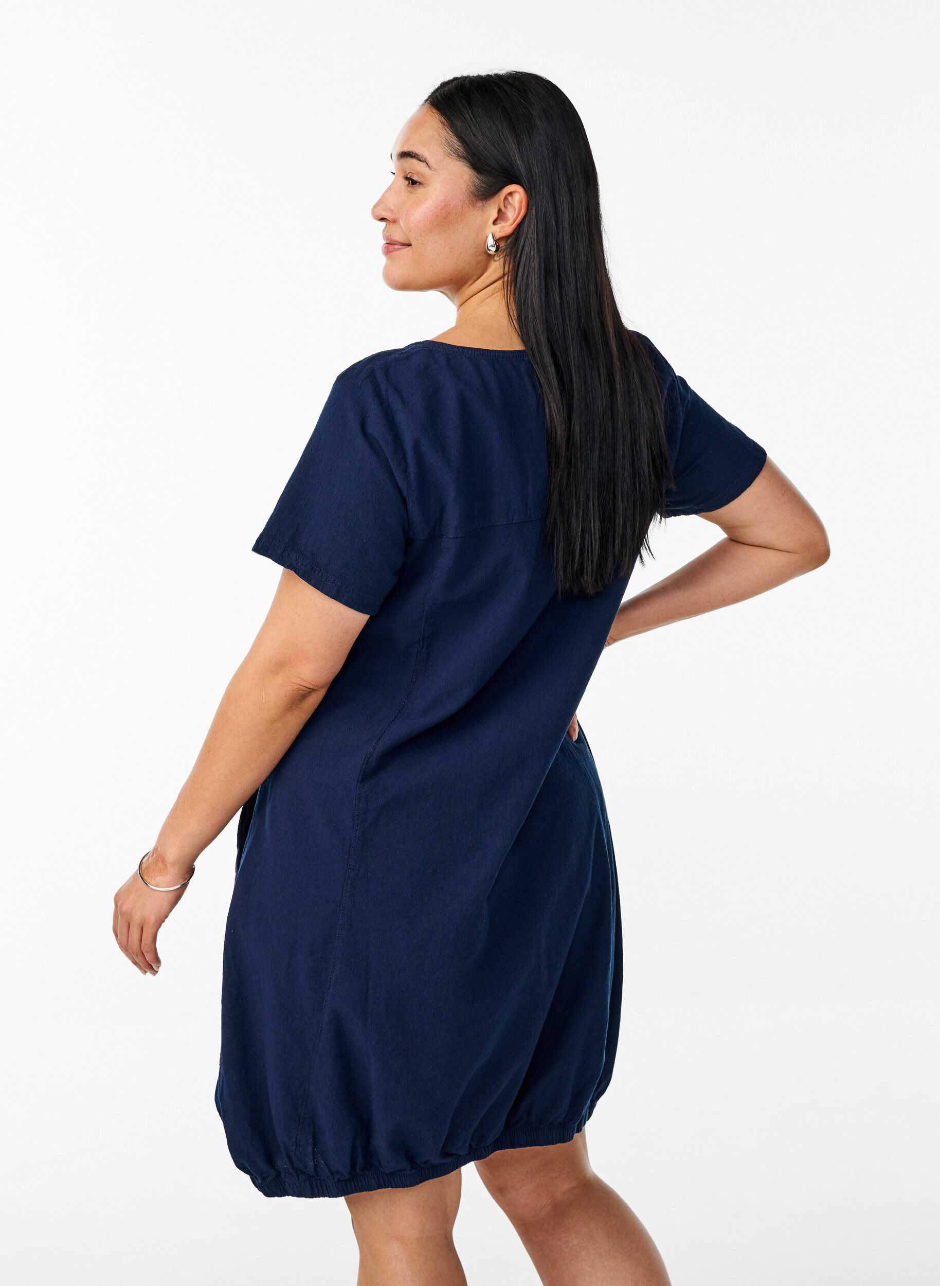 ZizziLyhythihainen puuvillamekko, Sininen, Model image number 2