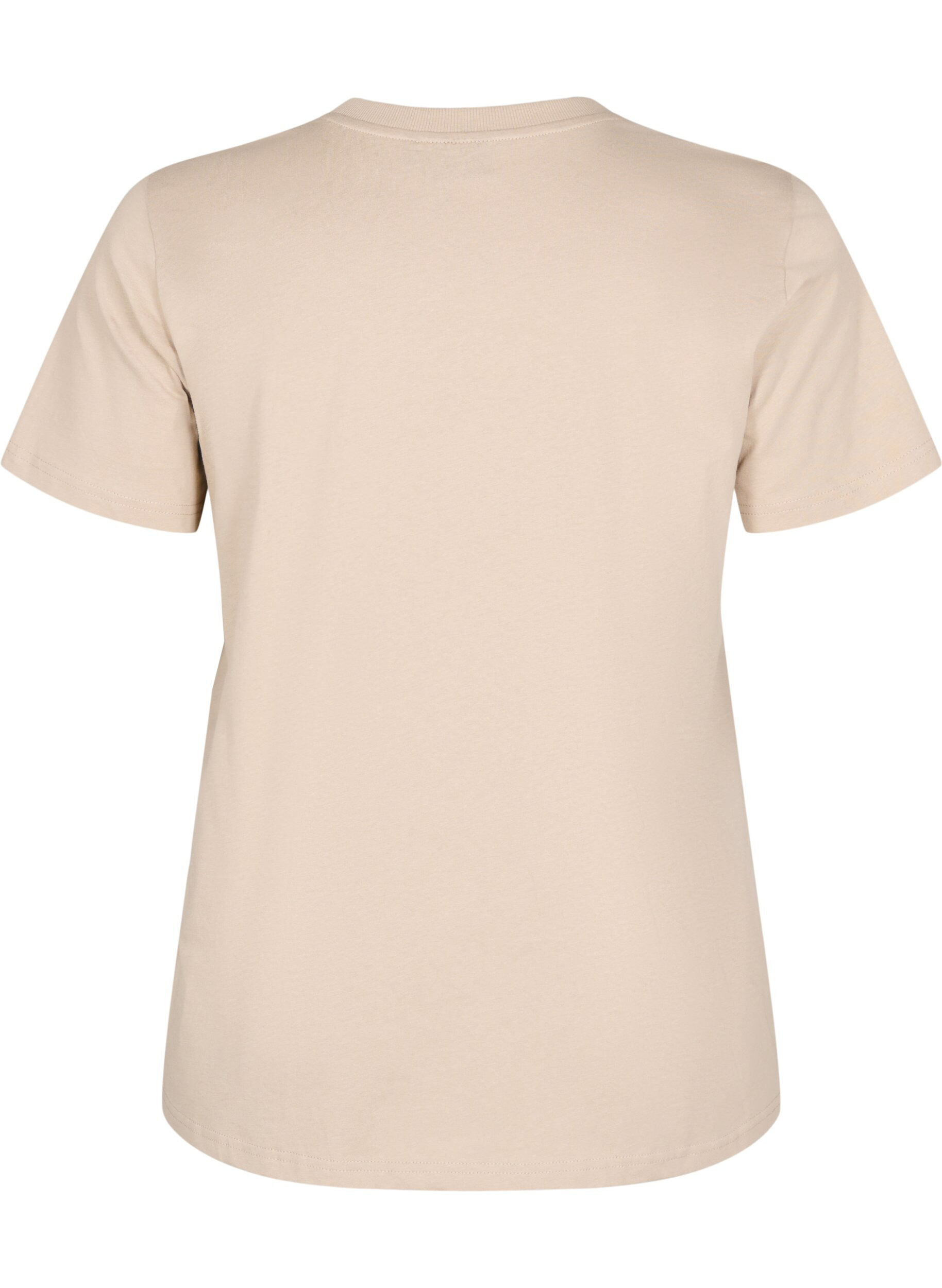 ZizziPuuvillainen perus-T-paita, jossa on py&ouml;re&auml; kaula-aukko, Beige, Packshot image number 1
