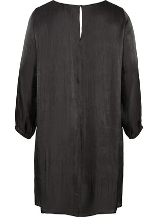 Kiiltävä mekko pitkillä puhvihihoilla, Black, Packshot image number 1