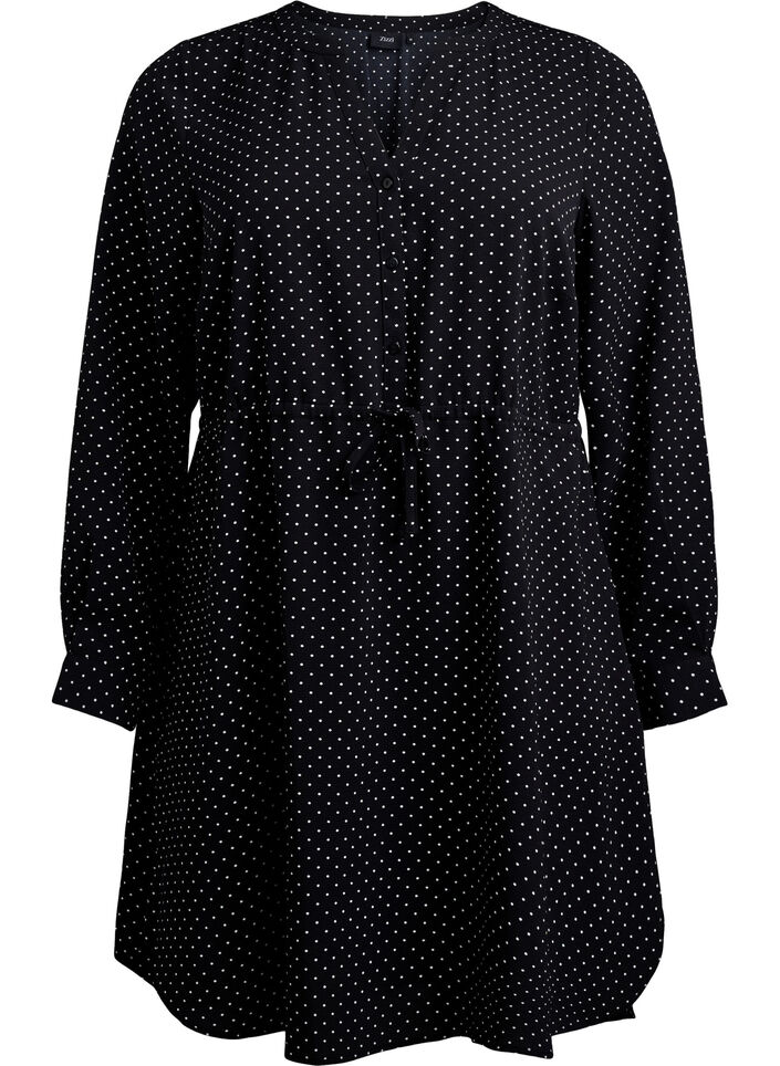 Polvimittainen mekko solmittavalla vyöllä, Musta, Packshot image number 0