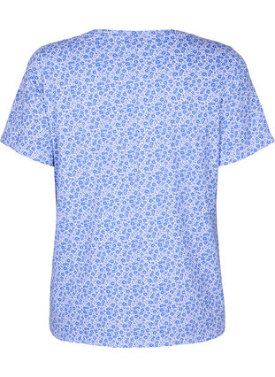 Kukallinen t-paita puuvillaa v-pääntiellä, Ultramarine AOP, Packshot image number 1