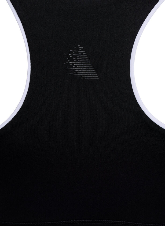 Racerback-urheilurintaliivit kontrastia tuovilla tereillä, Musta, Packshot image number 3