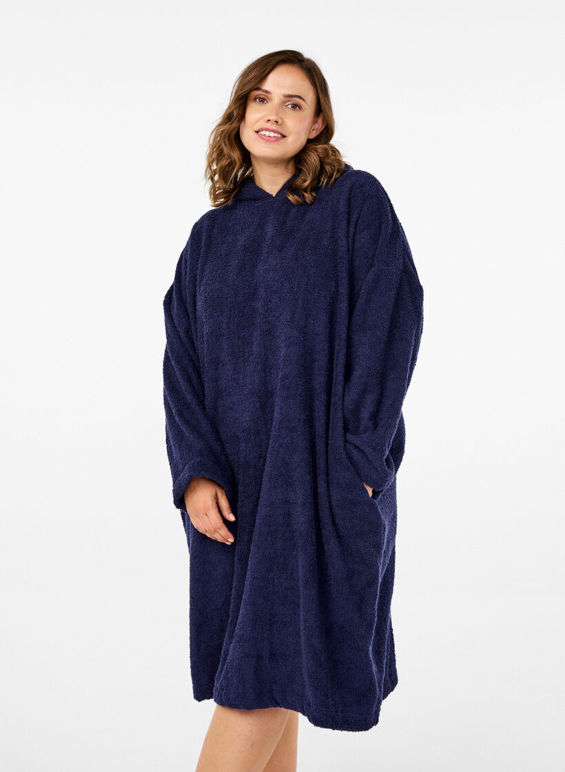 Terry-poncho hupulla, Navy Blazer, Model image number 0