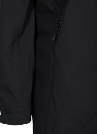Pitkä kuoritakki taskuilla ja hupulla, Black w/Black, Packshot image number 3