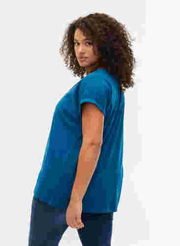 Lyhythihainen t-paita puuvillasekoitteesta, Petrol Blue, Model image number 1