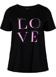 Puuvillainen t-paita printilllä, Black Cyclamen LOVE