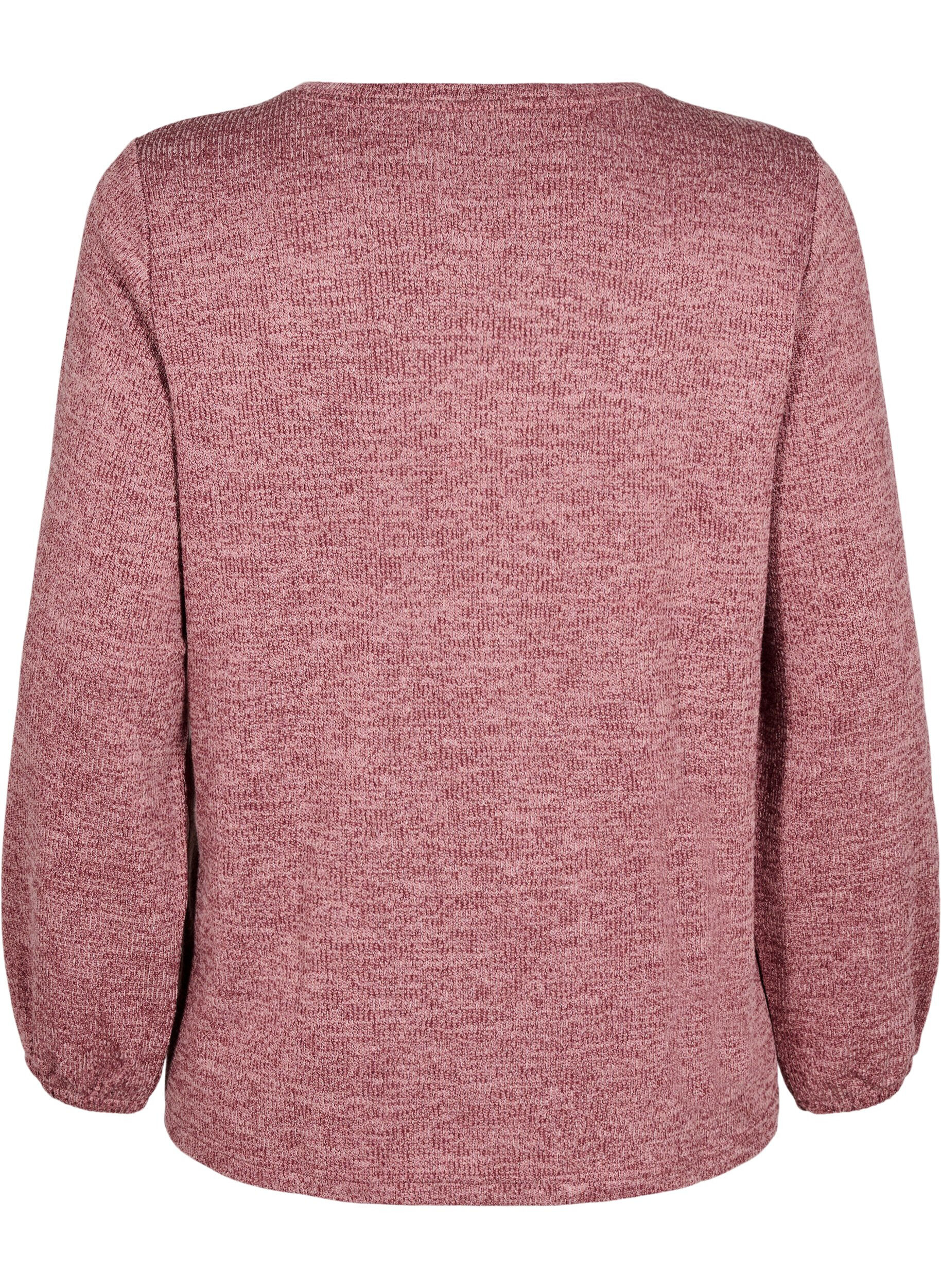 Zizzi Jersey Blouse pitk&auml;ll&auml; hihalla, Punainen, Packshot image number 1
