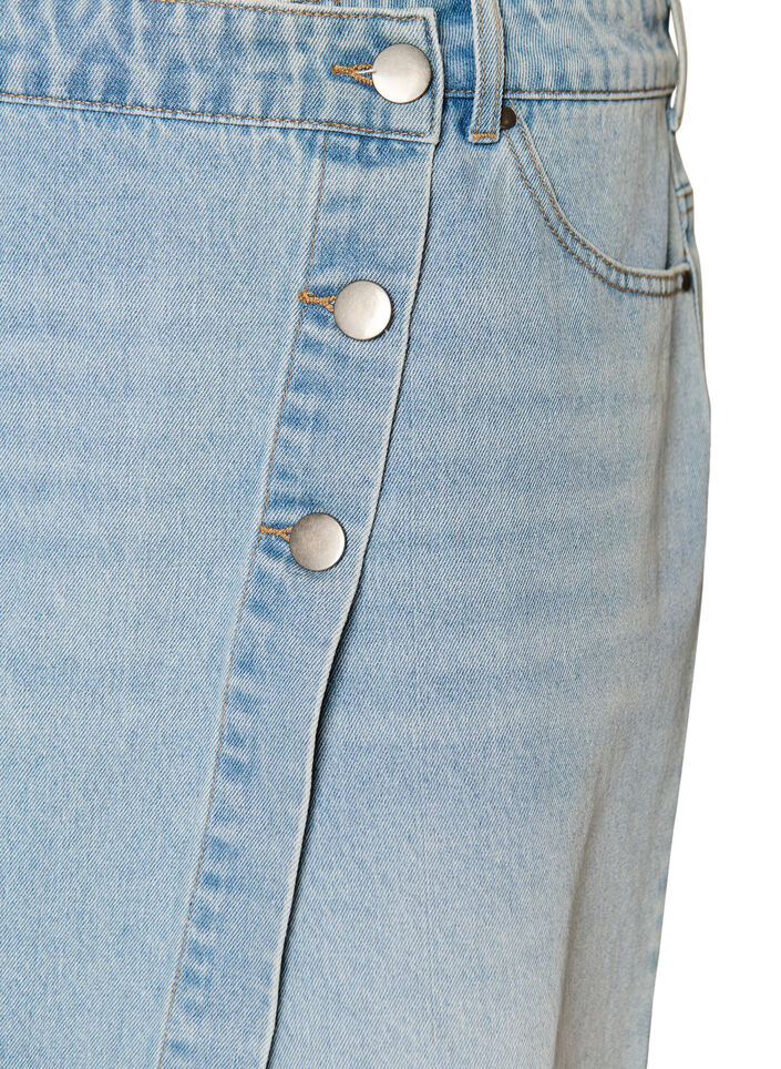 Denimskortsit kietaisuefektill&auml; ja korkealla vy&ouml;t&auml;r&ouml;ll&auml;, Sininen, Packshot image number 2