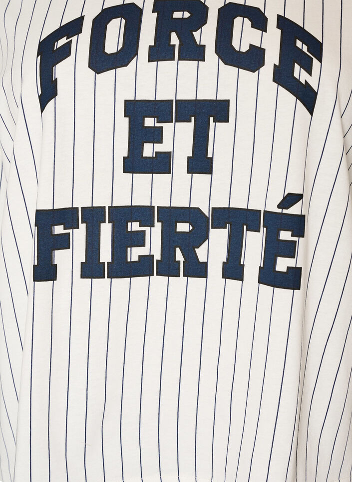 Boxy T-paita raidoilla ja statement-printill&auml;, Valkoinen, Packshot image number 2