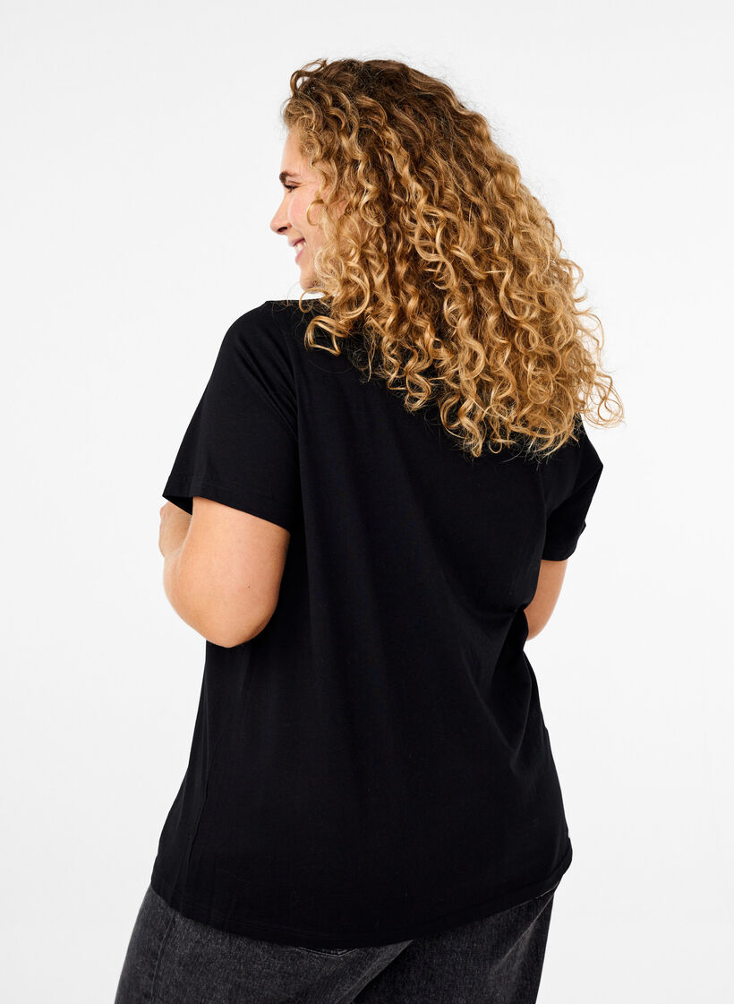 Strasseilla koristeltu puuvillainen t-paita, Black w. Dream, Model image number 1
