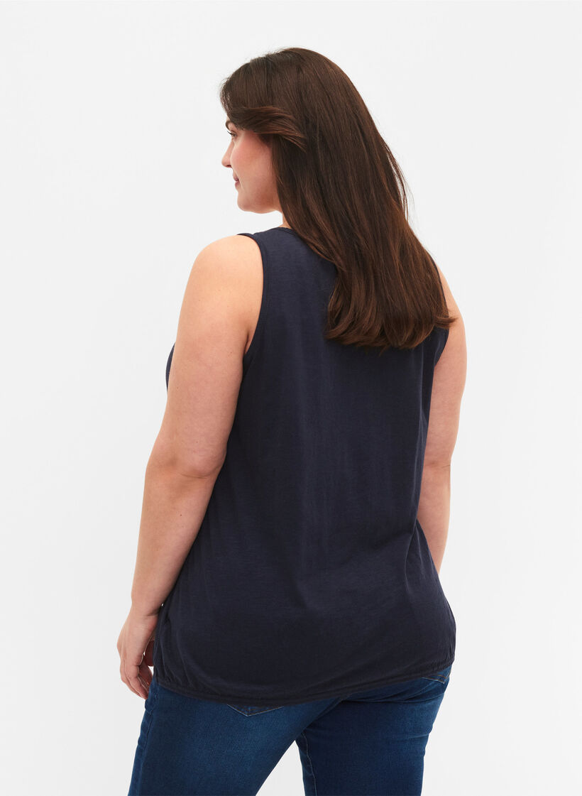 Puuvillatoppi pitsikantilla, Navy Blazer, Model image number 1