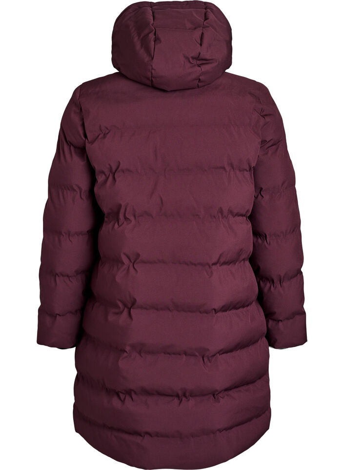 Puffer-takki hupulla ja taskuilla, Tumma Bordeaux, Packshot image number 1