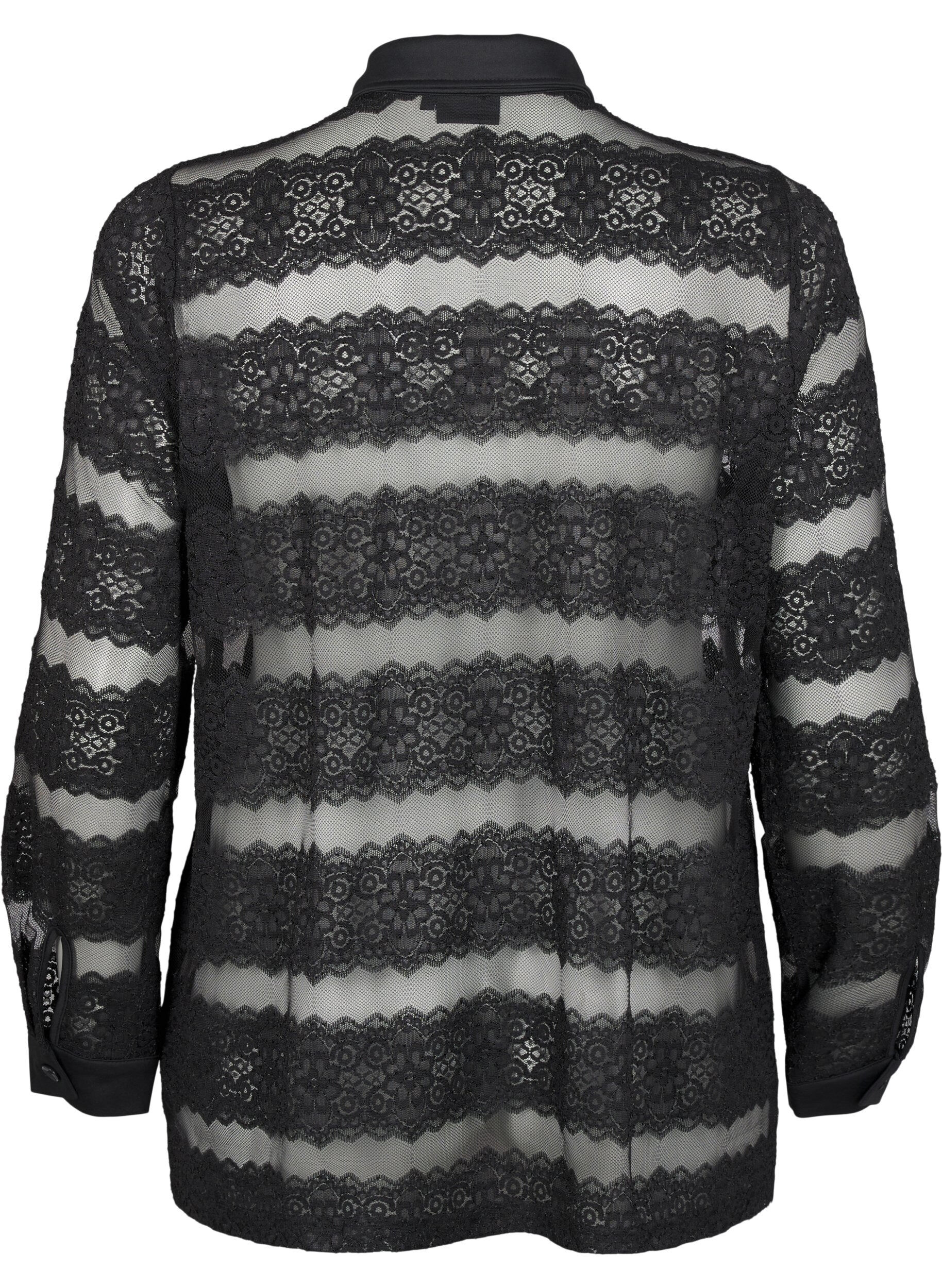 Zizzi Rento pitsipaita l&auml;pikuultavalla verkkokankaalla, Black, Packshot image number 1