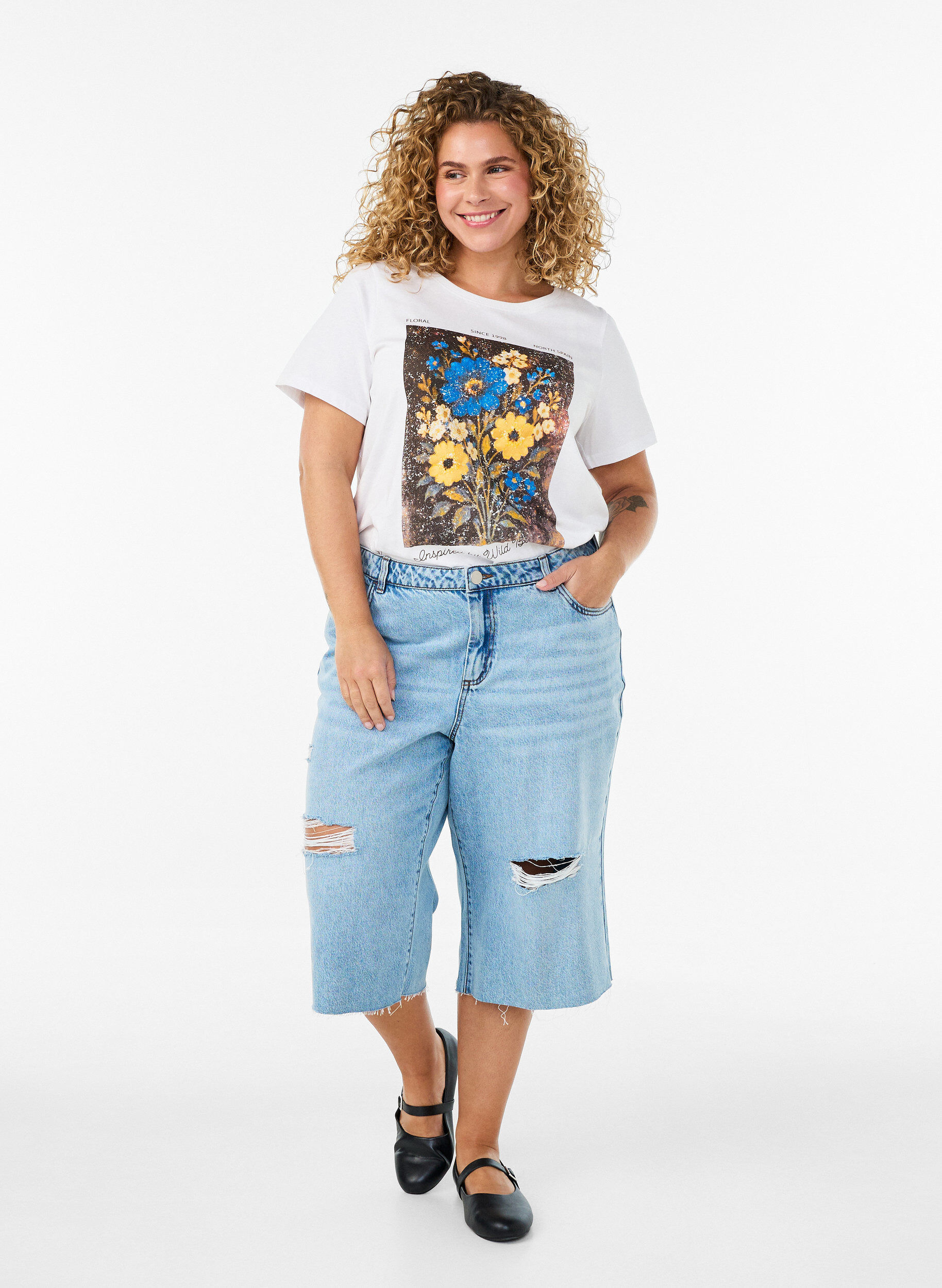 ZizziPuuvillainen T-paita etupainatuksella, Valkoinen, Model image number 1