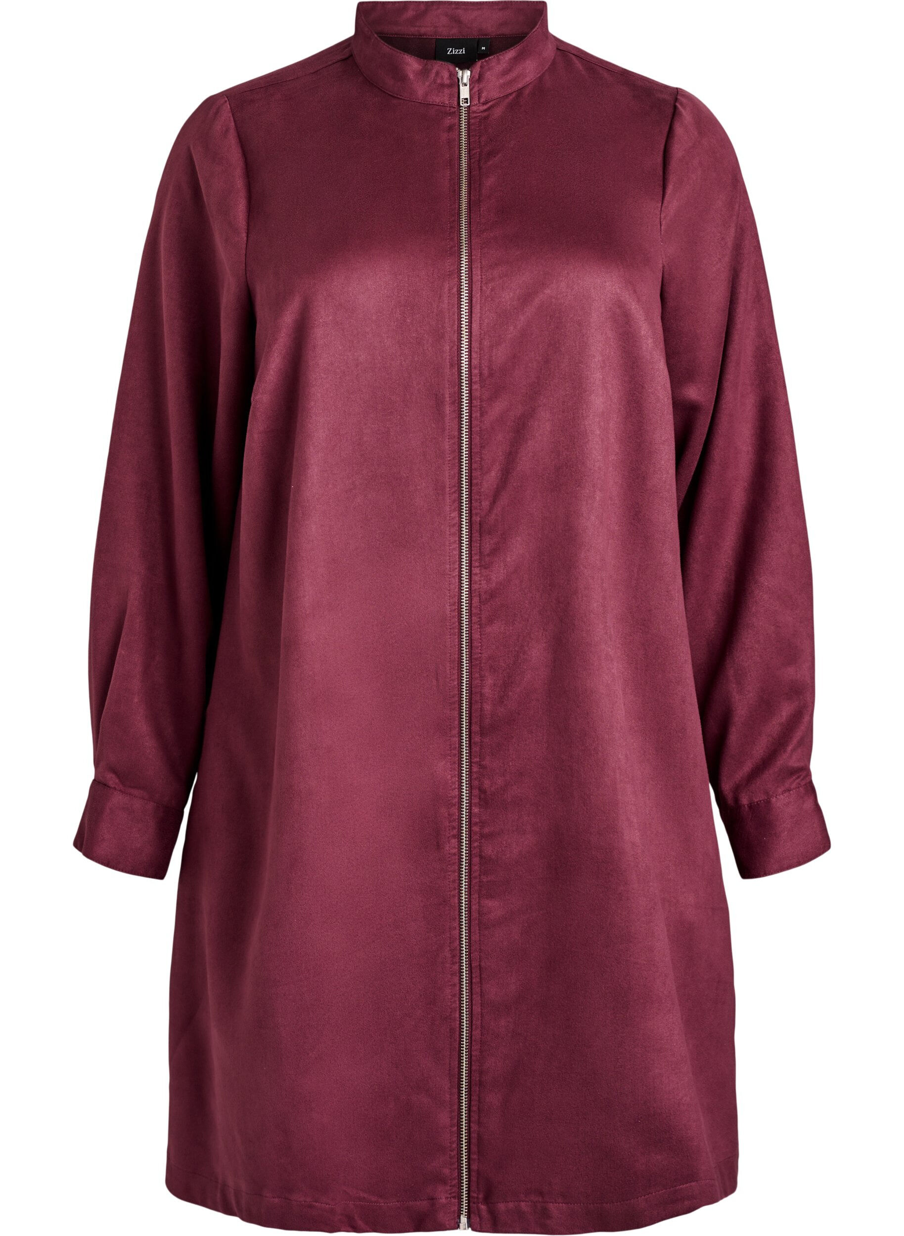 Pitk&auml; paita tekonahasta vetoketjulla