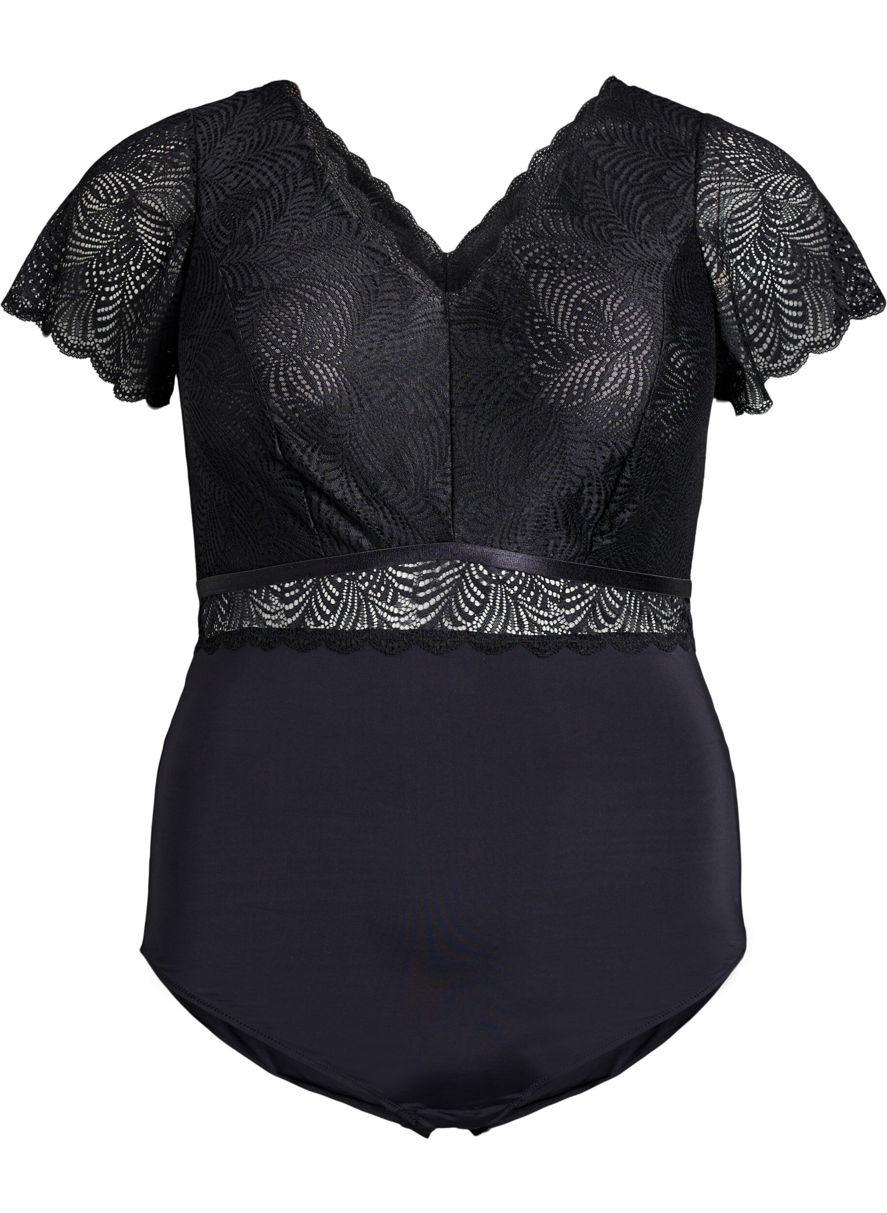 Pitsill&auml; ja lyhyill&auml; hihoilla varustettu bodystocking