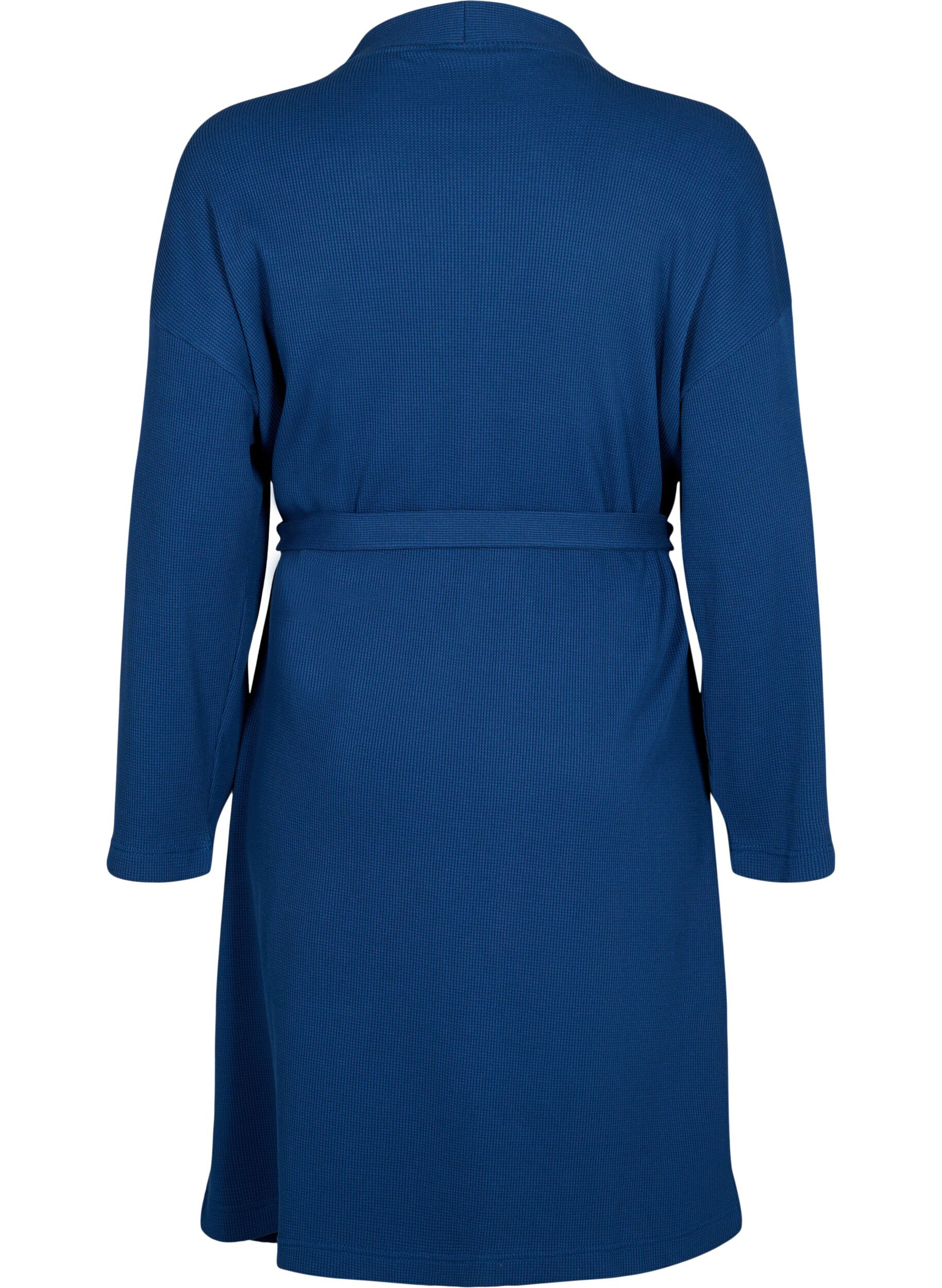 Zizzi Kylpytakki, jossa on taskut ja nauhavy&ouml;, Blue Opal, Packshot image number 1