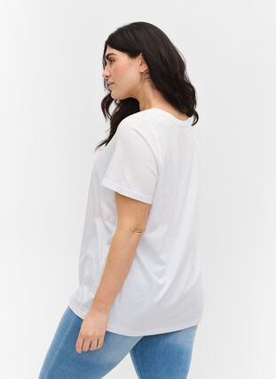 Lyhythihainen puuvillainen t-paita painatuksella, Bright White CALM, Model image number 1