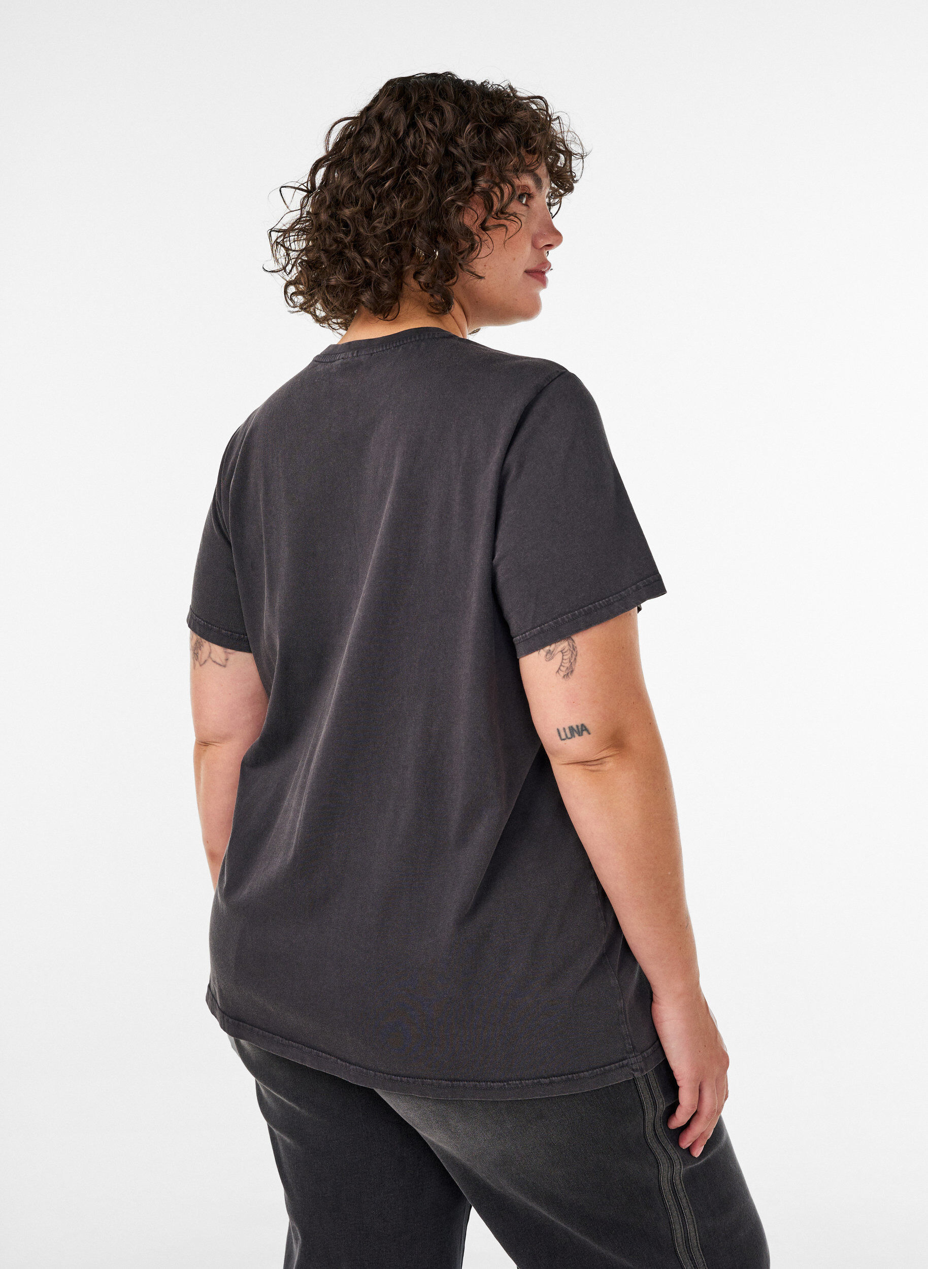ZizziLuomupuuvillainen T-paita printill&auml;, Beige, Model image number 2