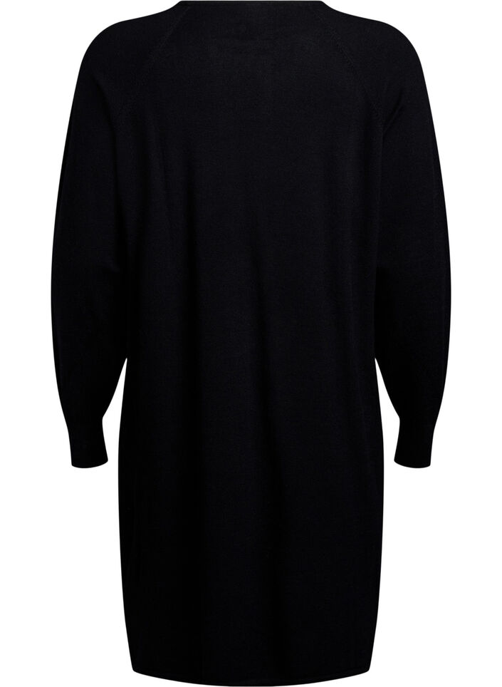 Neulemekko pyöreällä pääntiellä ja neulotulla kuviolla, Black, Packshot image number 1