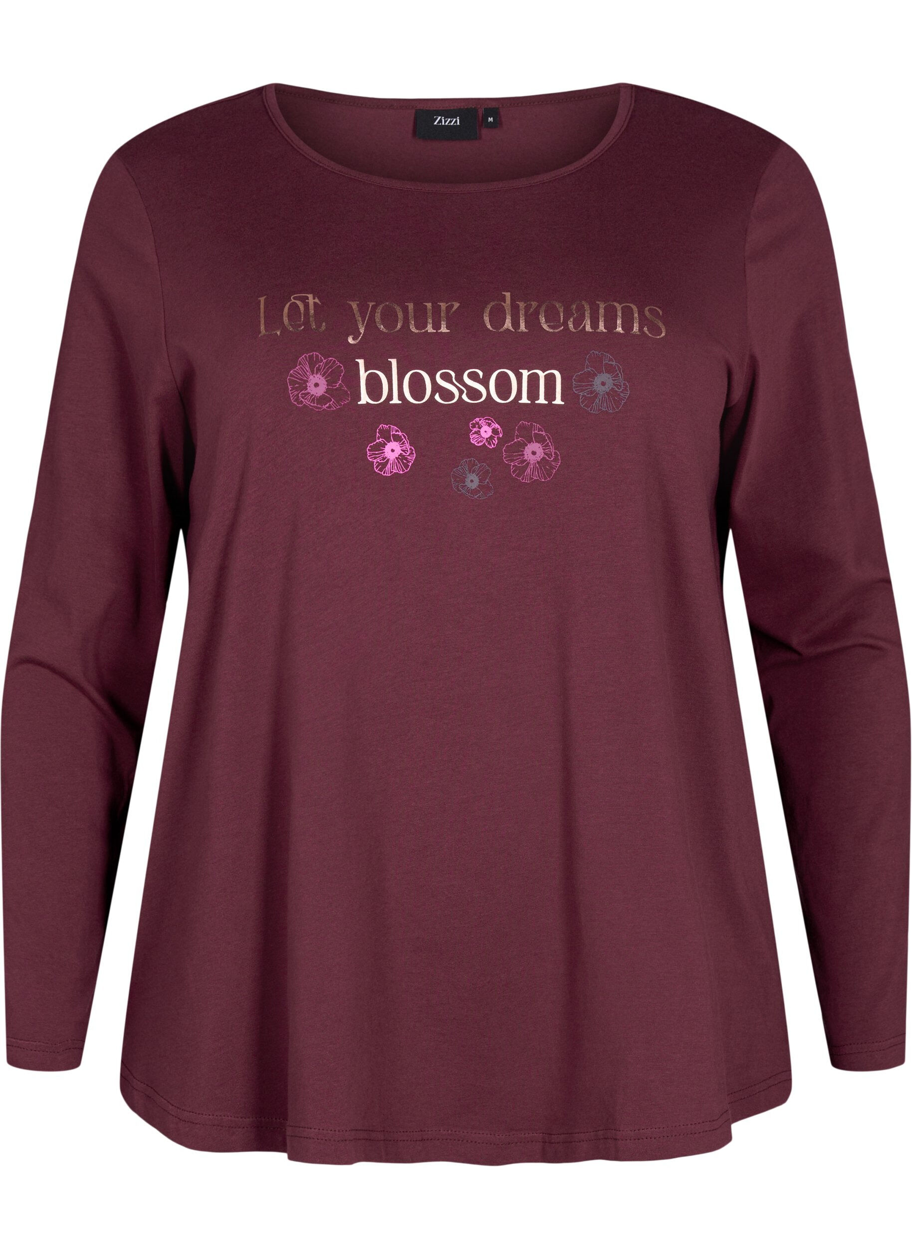 Zizzi Puuvillainen y&ouml;paita tekstipainatuksella, Punainen, Packshot image number 0