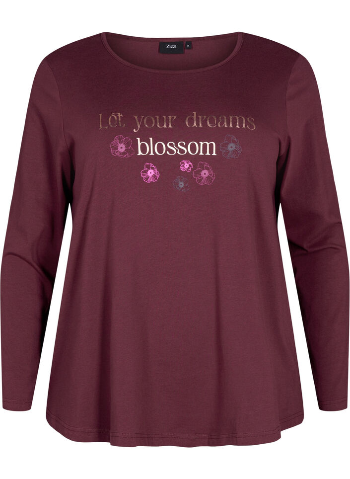 Puuvillainen yöpaita tekstipainatuksella, Punainen, Packshot image number 0