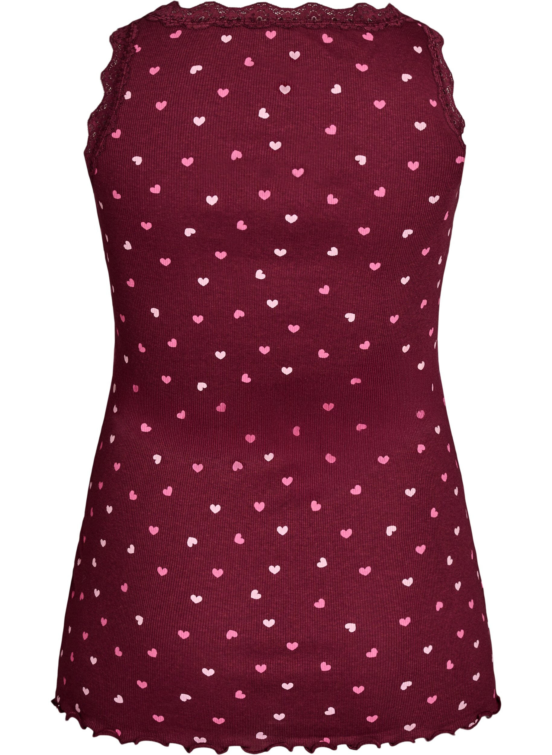 Zizzi Toppi, jossa on painatus ja pitsireunus, Punainen, Packshot image number 1