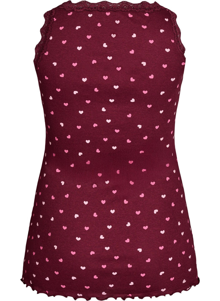 Toppi, jossa on painatus ja pitsireunus, Punainen, Packshot image number 1