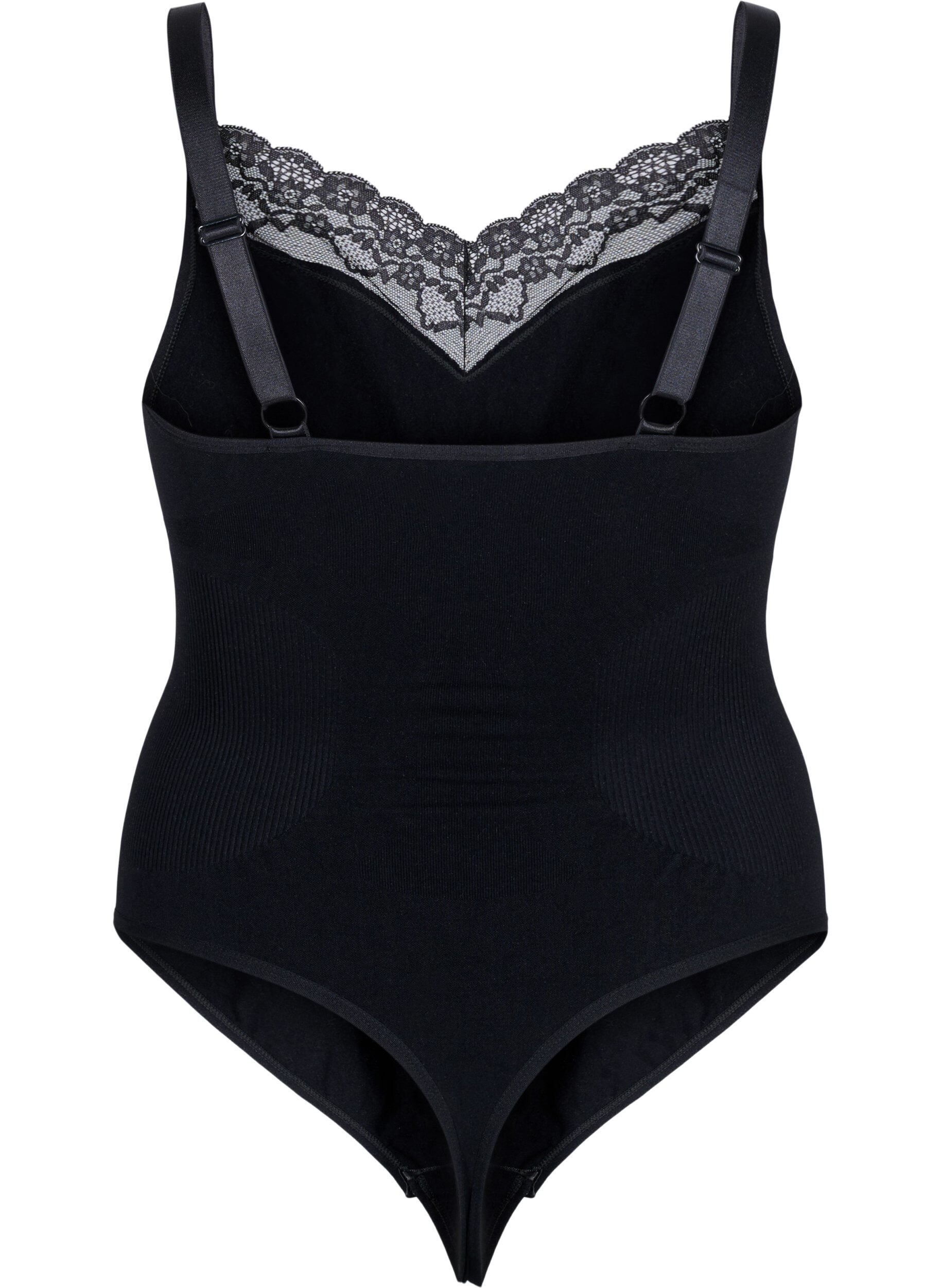 Zizzi Shapewear-body nauhoilla, Musta, Packshot image number 1