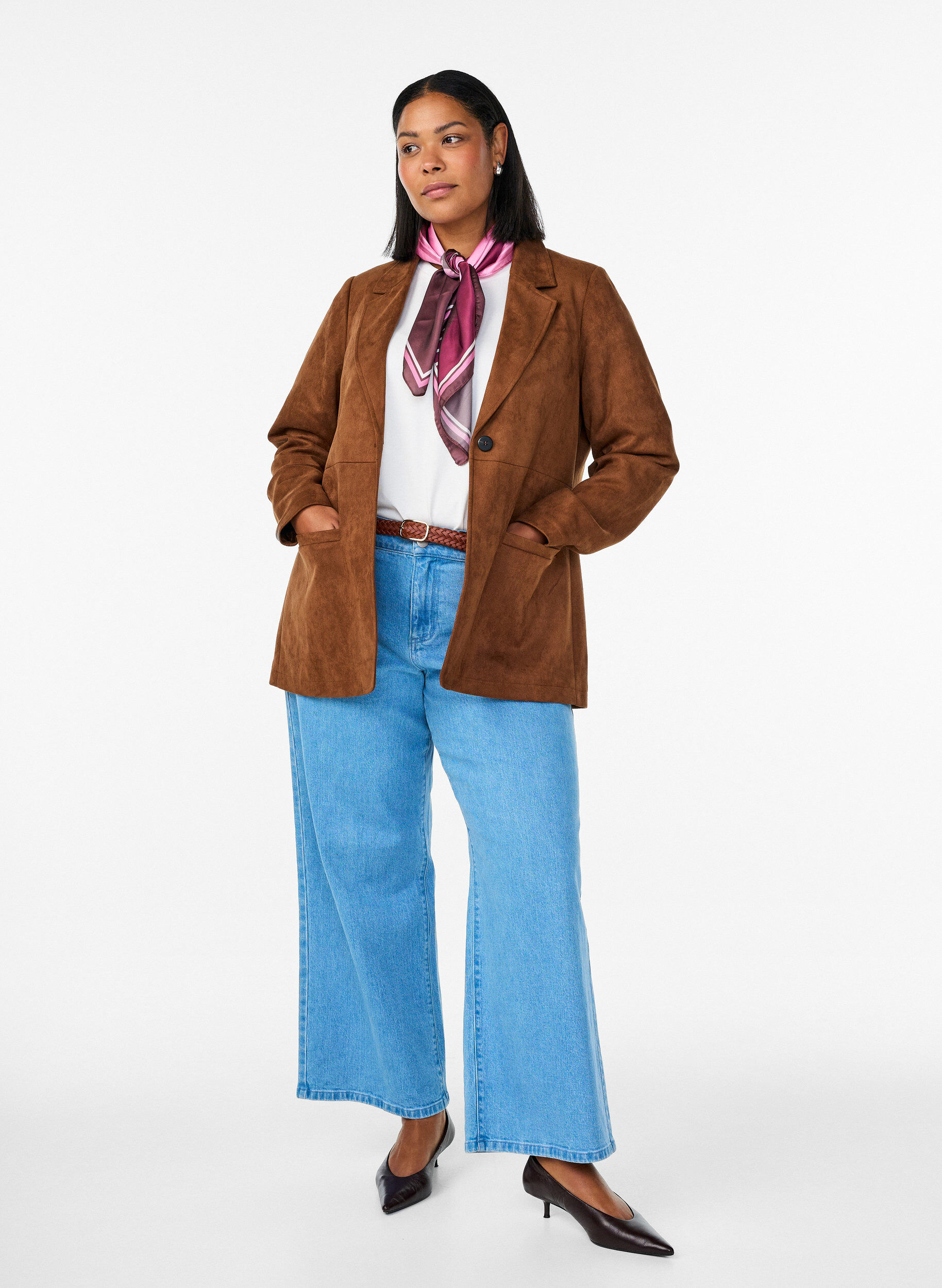 Zizzi Mokkanahkainen bleiseri, Ruskea, Model image number 1