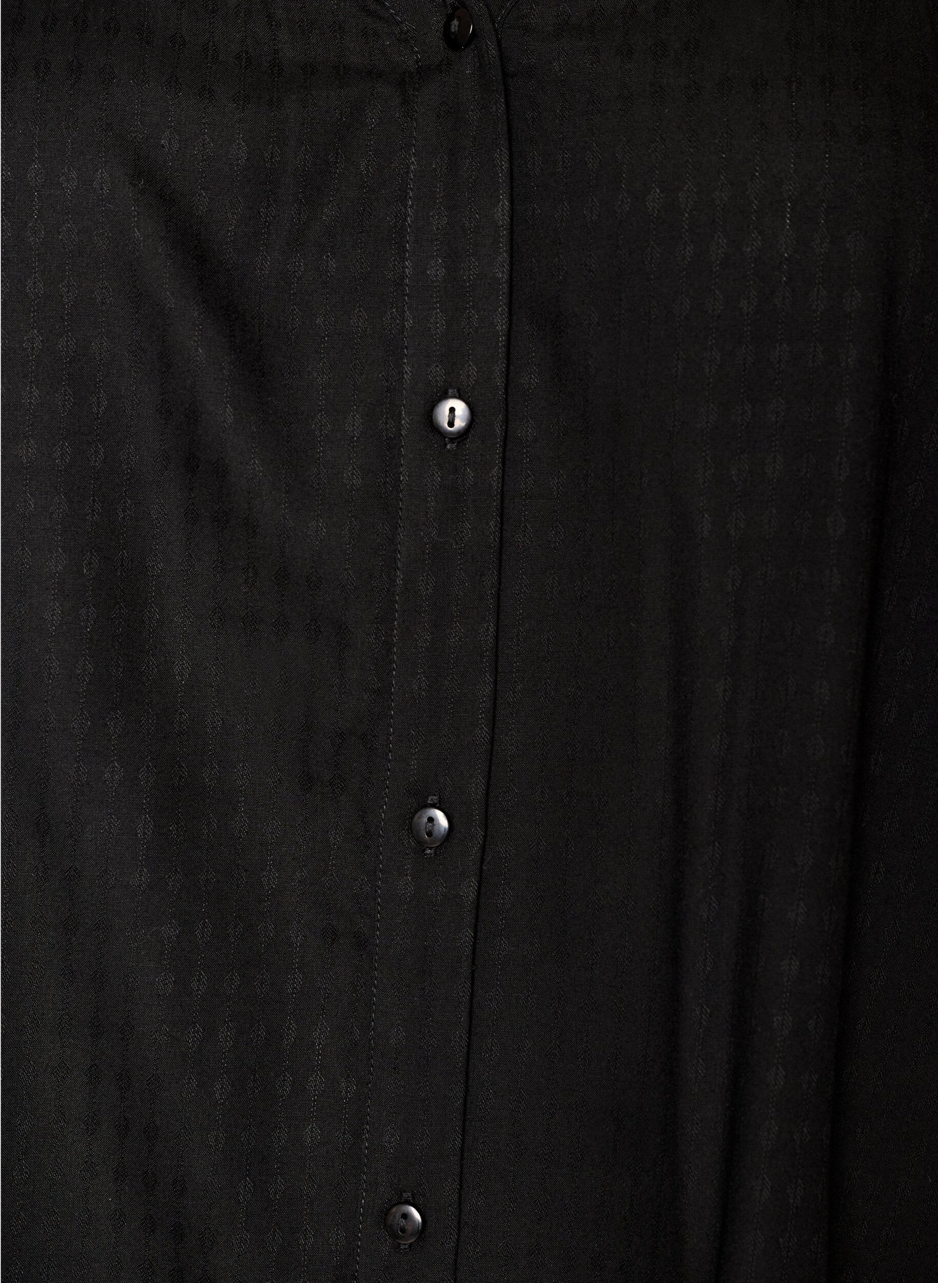 ZizziViskoosipaita lyhyill&auml; hihoilla ja rypytysdetaljilla, Musta, Packshot image number 2